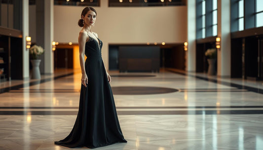 Woman in an elegant black dress for formal occasions