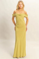 HYFVE matcha ruffled cami maxi dress detail