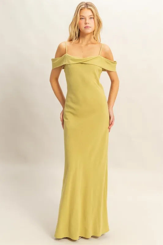 HYFVE matcha ruffled cami maxi dress detail