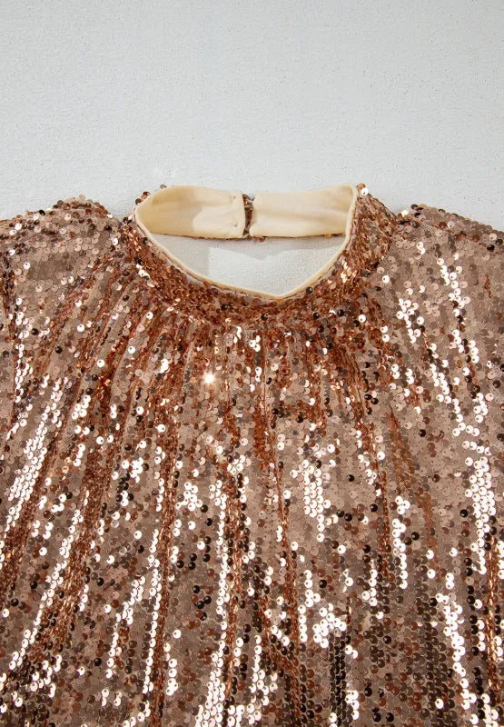 Gold-tone sequin dress neckline detail