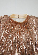 Gold-tone sequin dress neckline detail