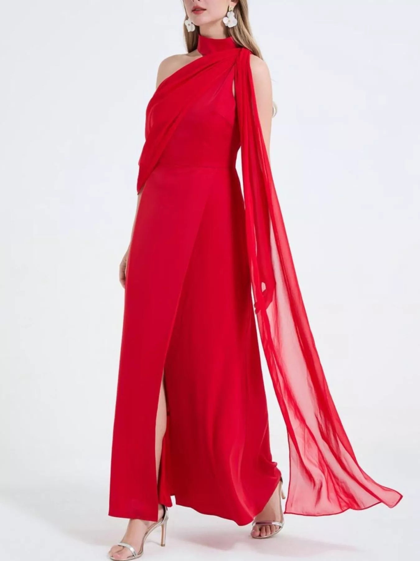 Asymmetrical maxi dress side view