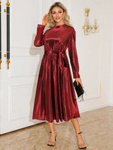 Tie Waist Midi Dress with Long Sleeves – alternate view 10