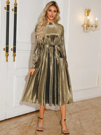 Tie Waist Midi Dress with Long Sleeves – alternate view 8
