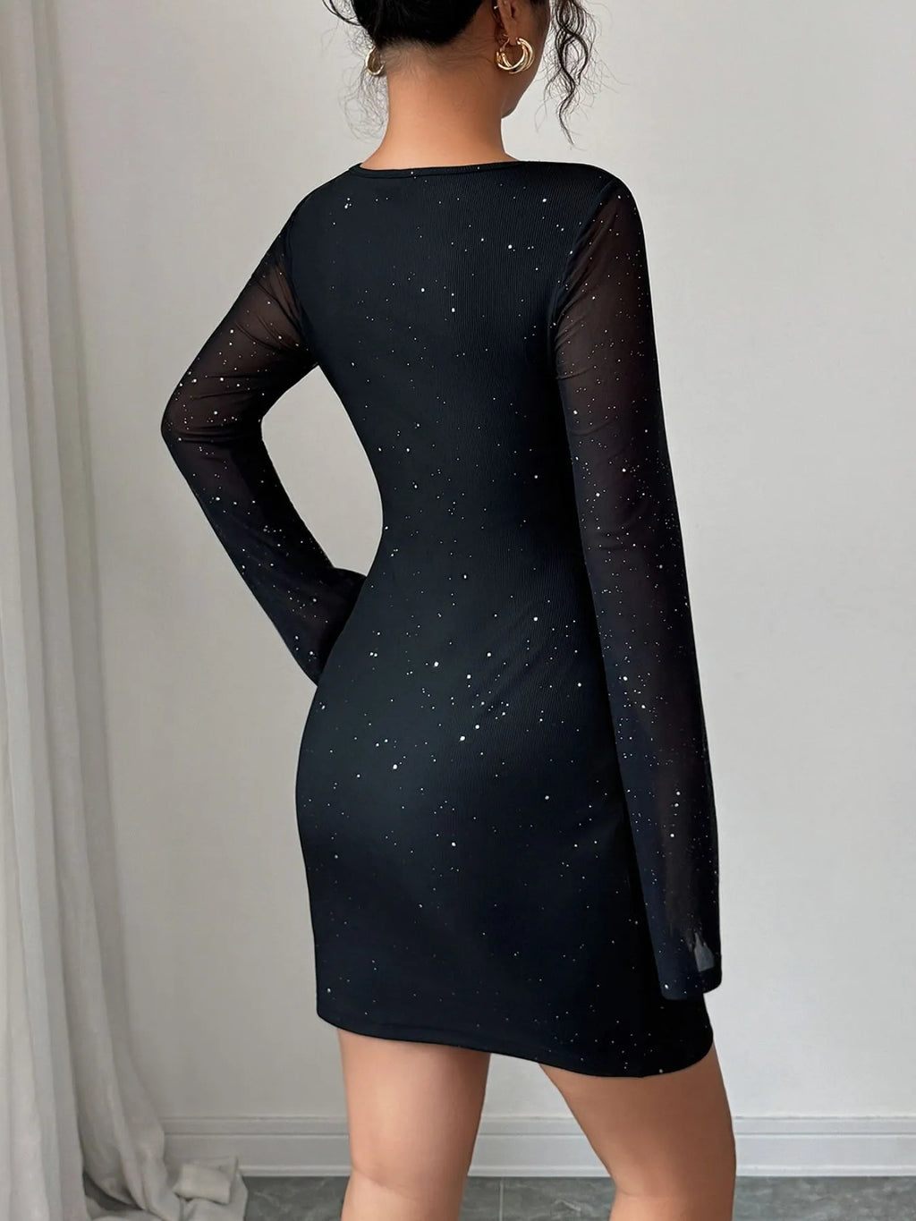 Black glitter cutout dress evening styling
