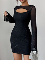 Black party mini dress cutout detail
