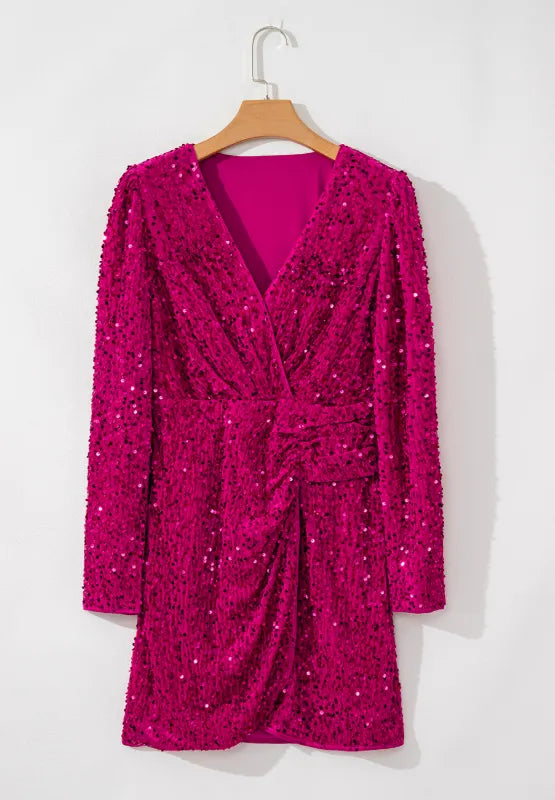 Sequin long sleeve mini dress detail