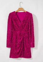 Sequin long sleeve mini dress detail