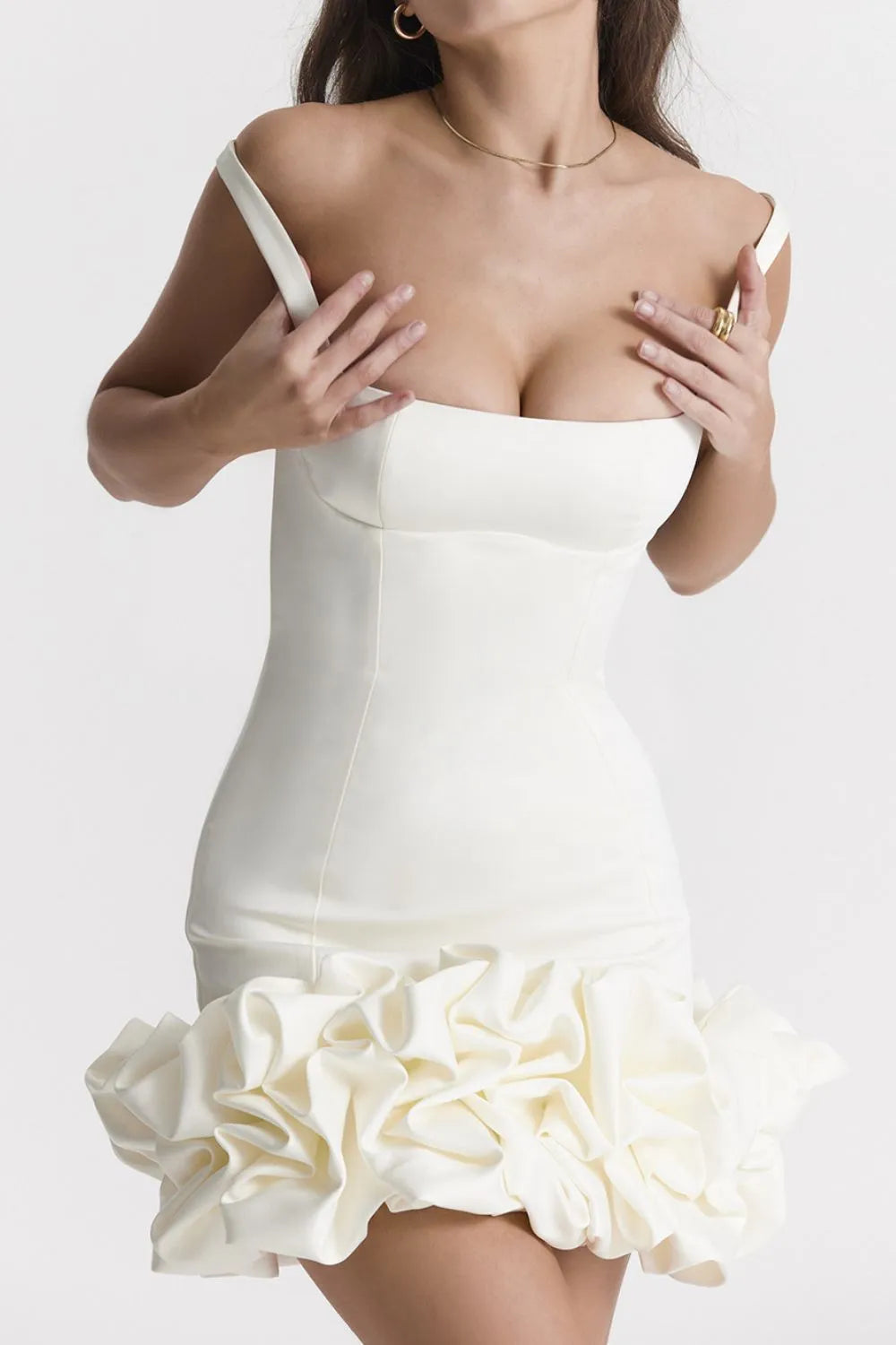 White square-neck dress back view