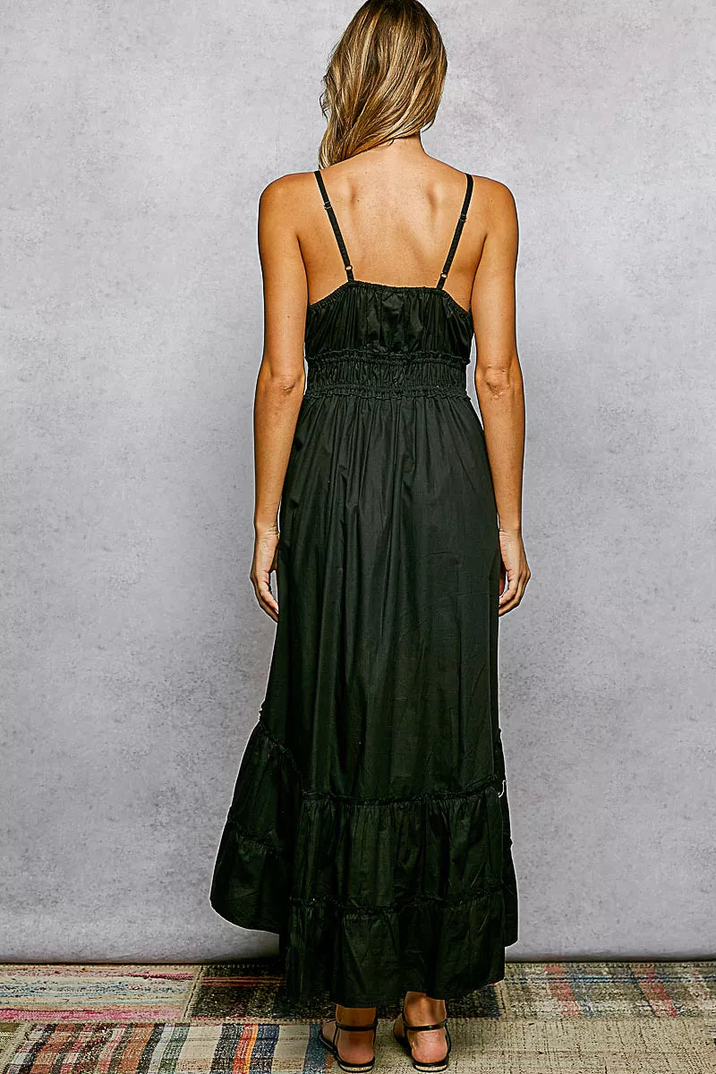 POL Embroidered Cotton Tiered Midi Cami Dress - product image 5
