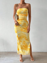 Strapless bodycon dress detail