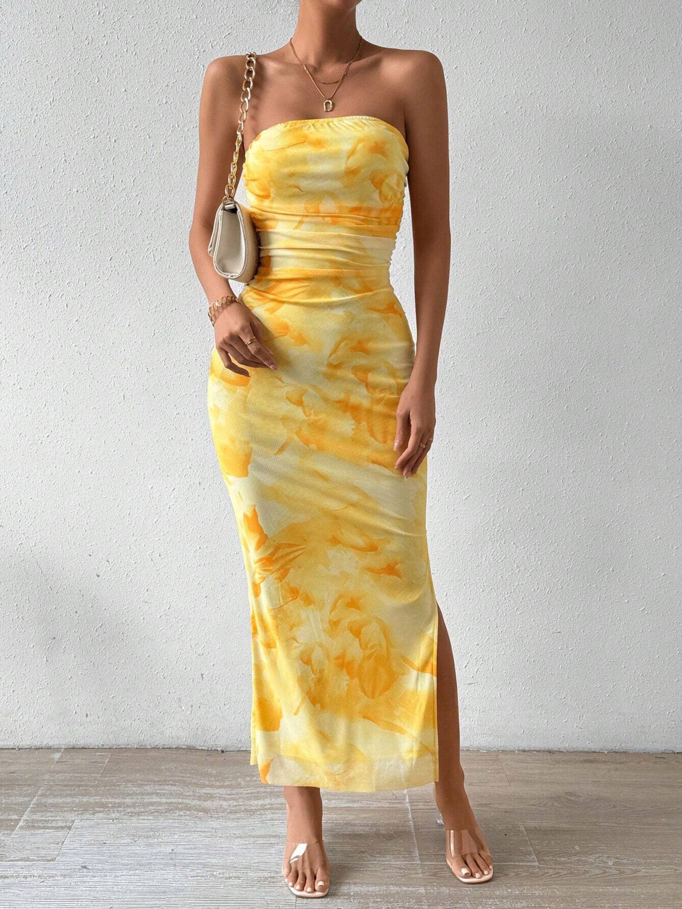 Strapless bodycon dress detail