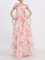 Floral tiered ruffle maxi dress full-length view