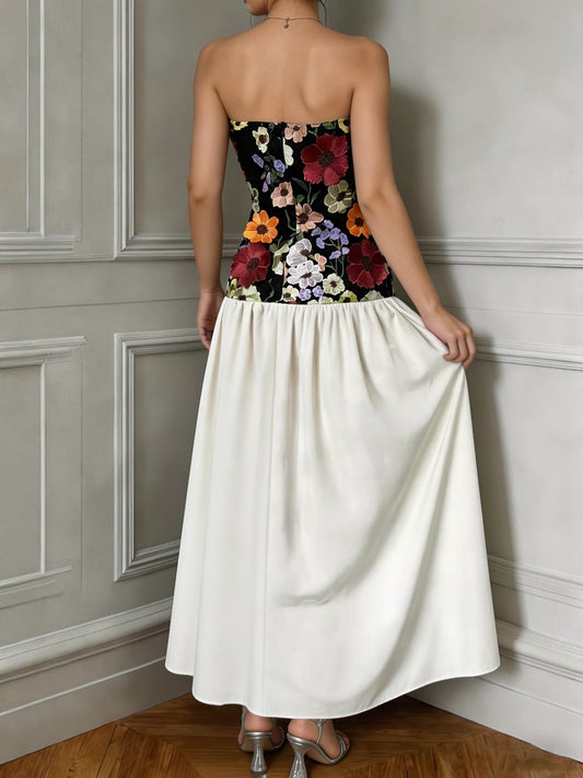 Embroidered tube maxi dress full-length view