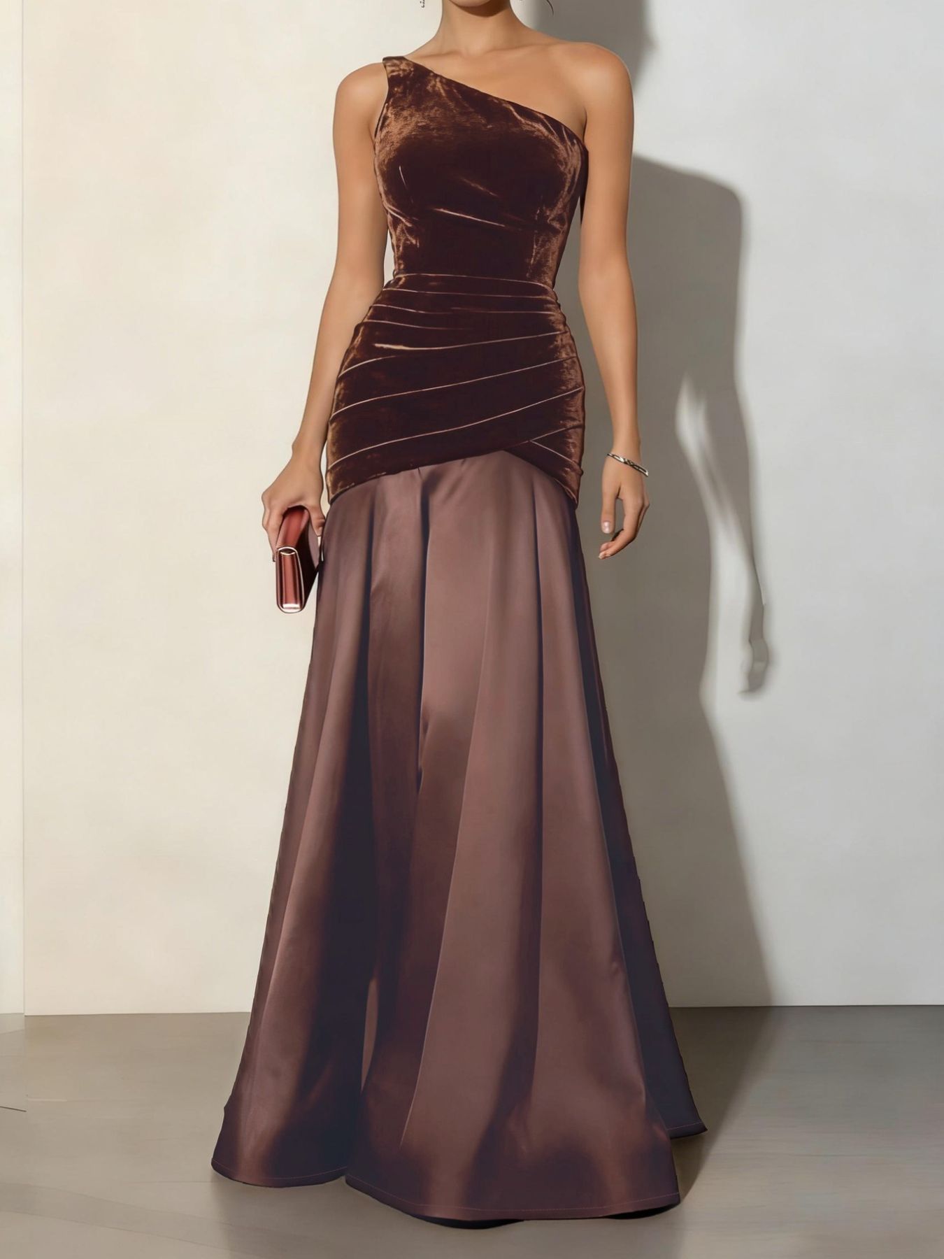 Velvet mermaid maxi dress ruched detail
