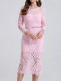 Lace long-sleeve midi dress front view