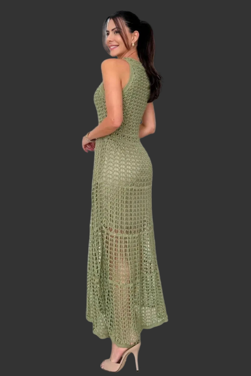 Sleeveless cutout maxi dress back view