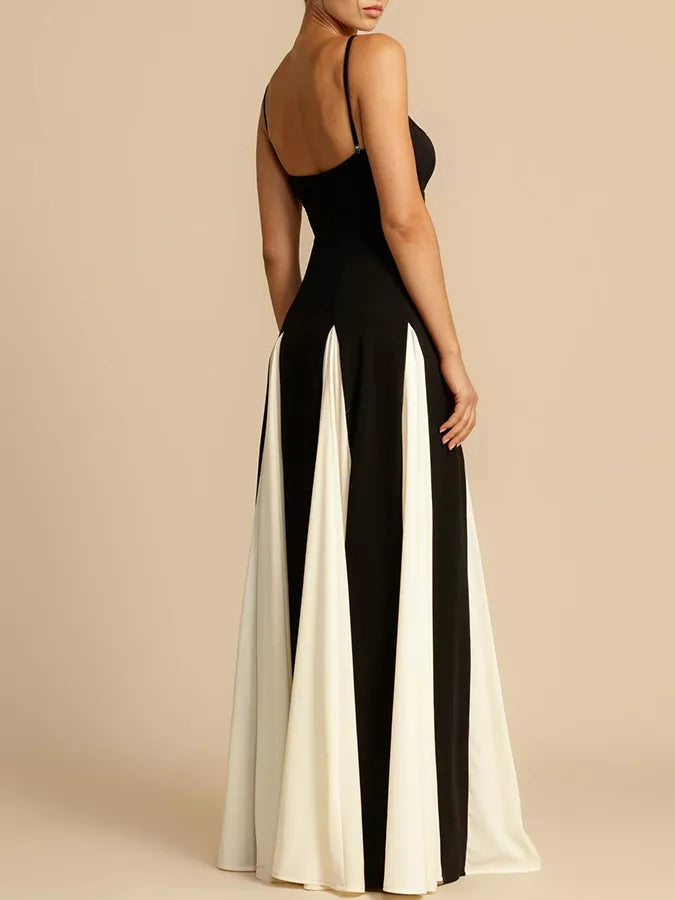 Two-tone flowing maxi dress detail view