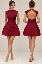 Cutout-Back Cap-Sleeve Mini Dress
