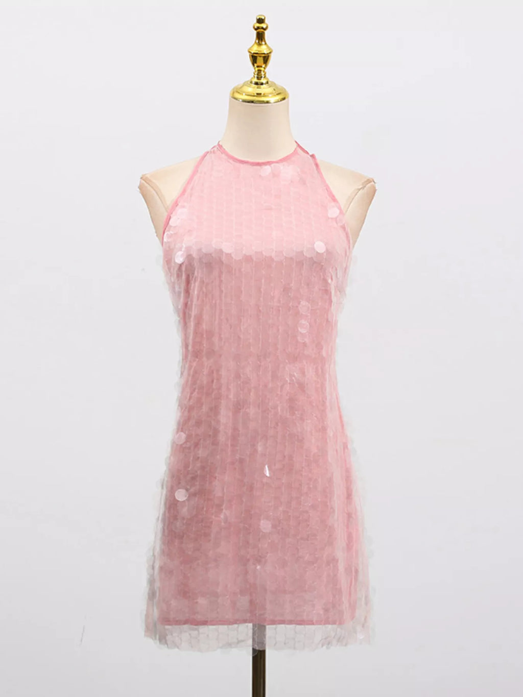 Pink & Orange Sequin Halter Mini Dress - product image 3
