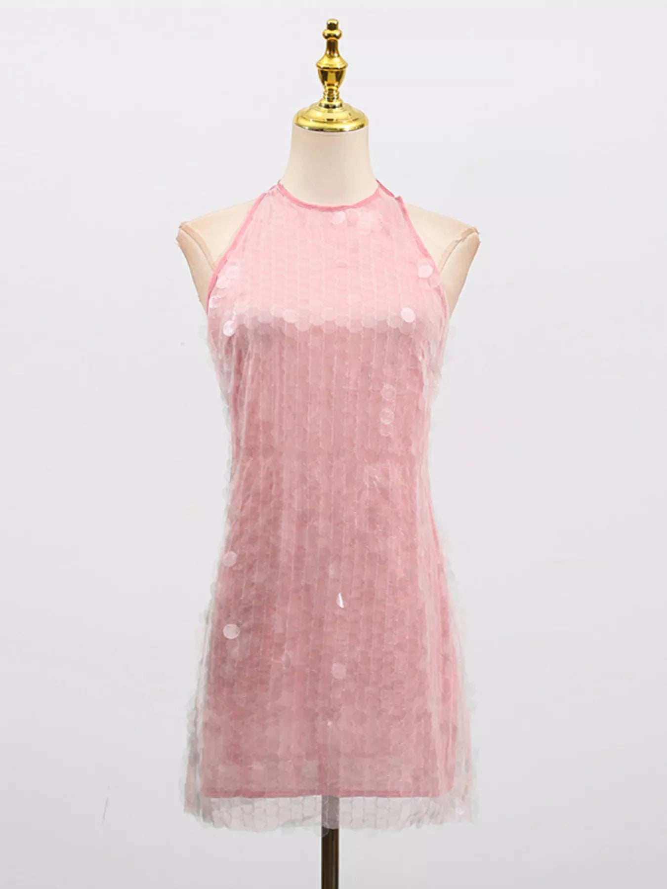 Pink & Orange Sequin Halter Mini Dress - product image 3
