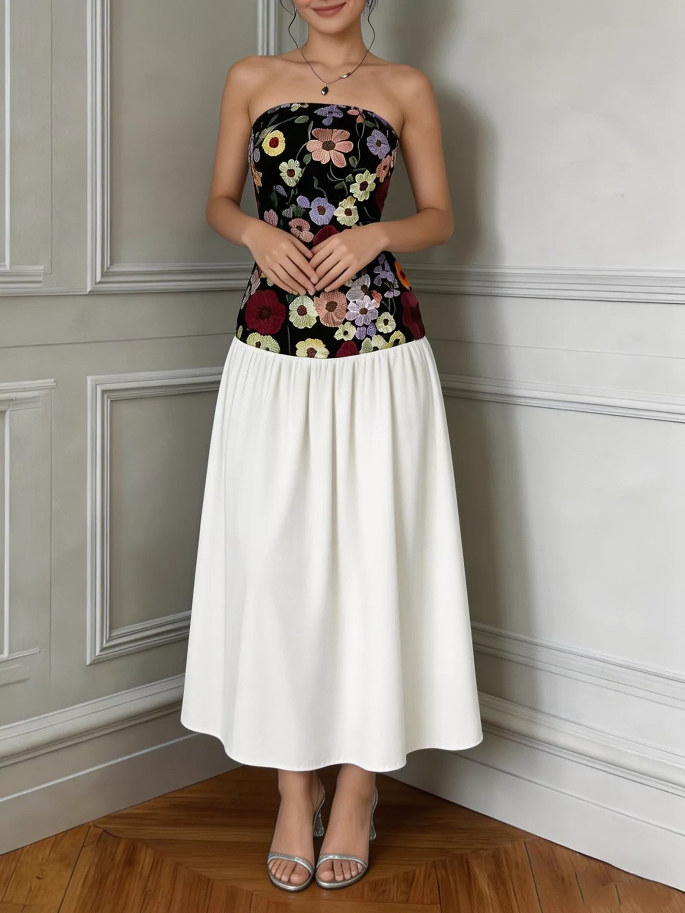 Tube maxi occasion dress side view