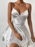 Layered tie-back cami mini dress front view