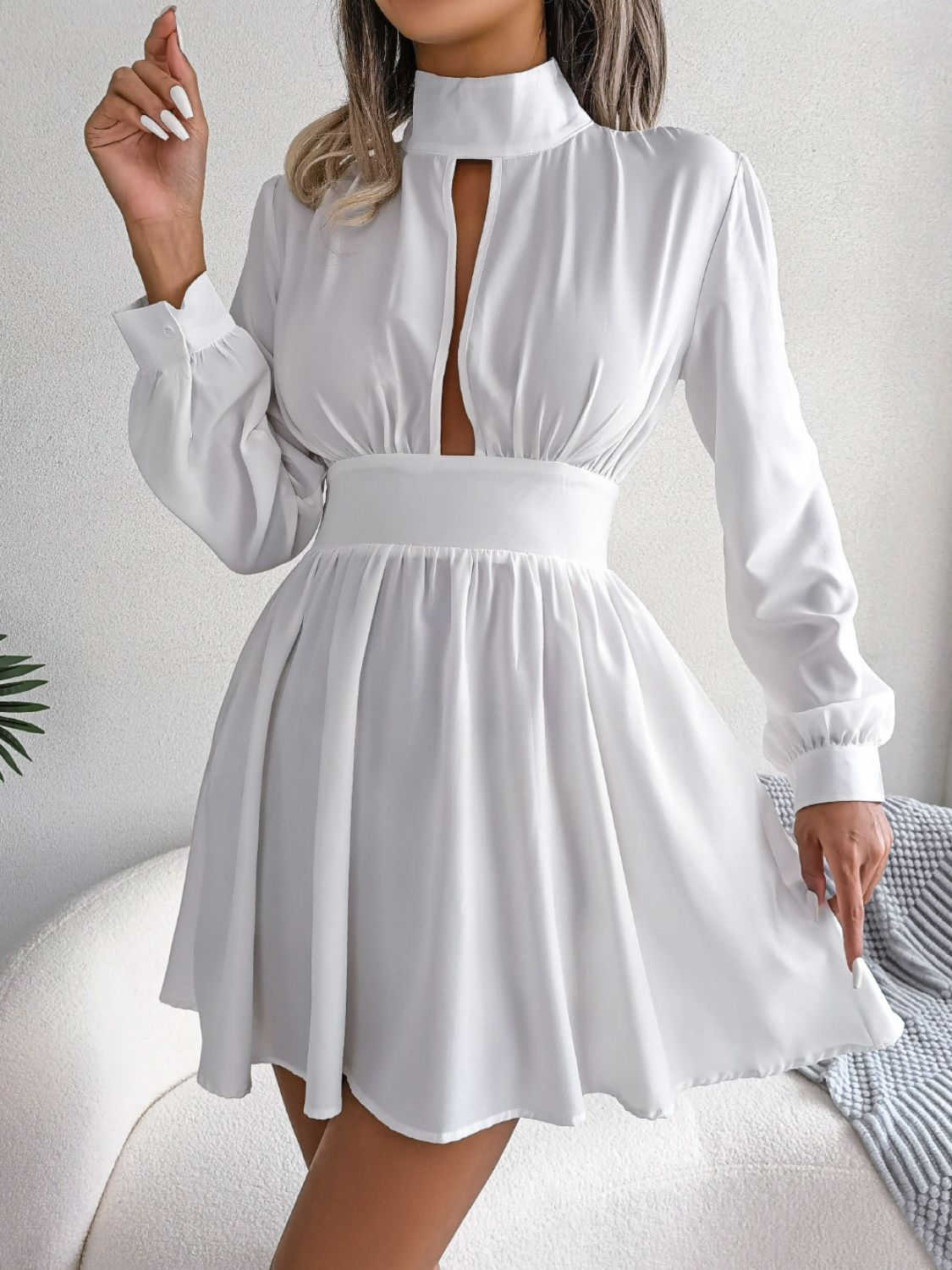 Minimalist turtleneck mini dress