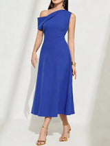 Royal-Blue One-Shoulder Midi Dress - product view 1