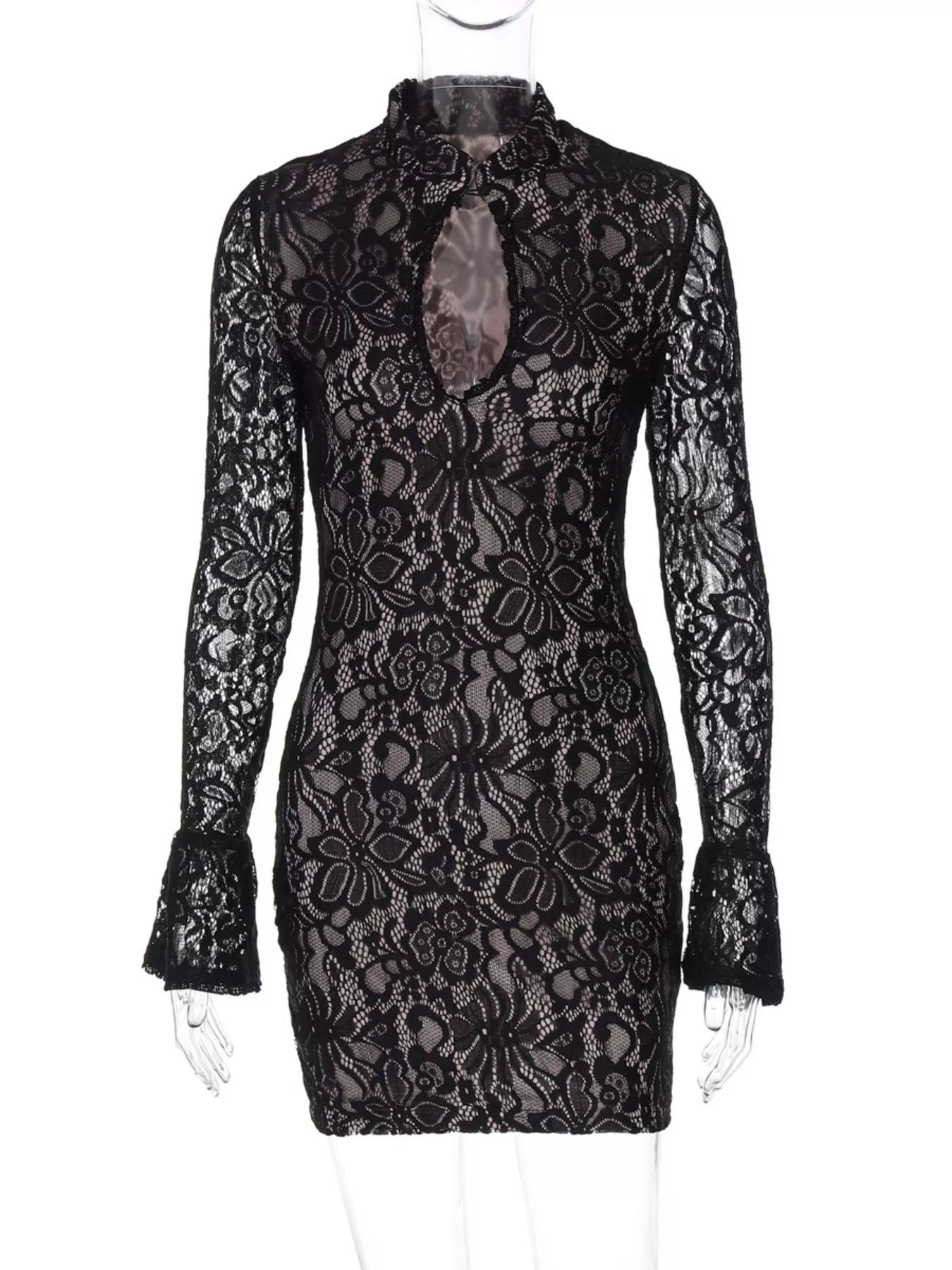 Lace cutout mini dress back view