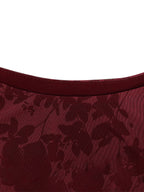 Burgundy floral mesh dress neckline detail