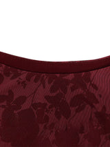 Burgundy floral mesh dress neckline detail