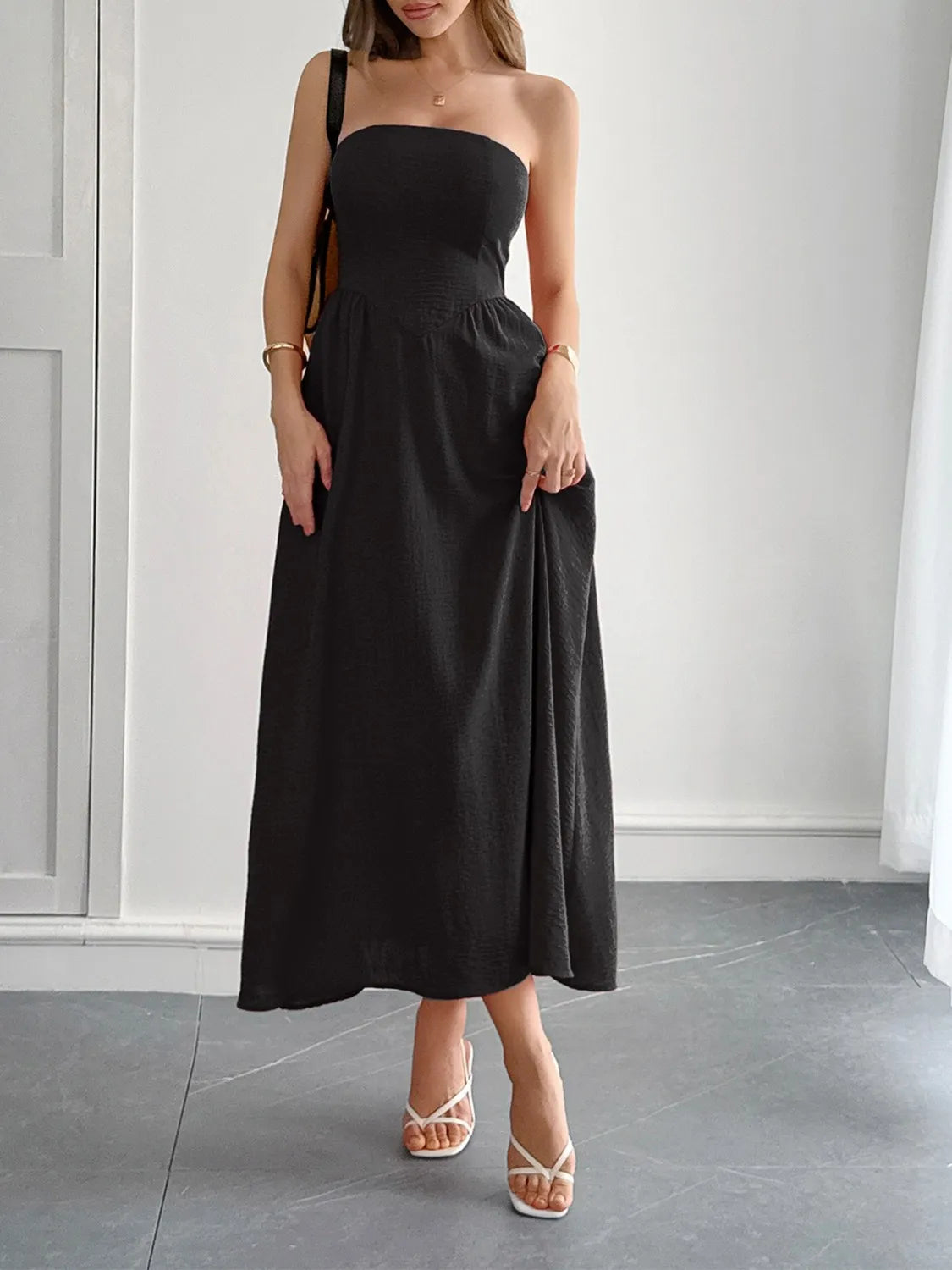 A-line midi dress bodice detail