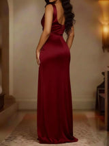 Plus Size Satin Maxi Dress with Cowl Neck – alternate view 14