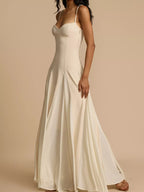 White flowing maxi dress full-length view