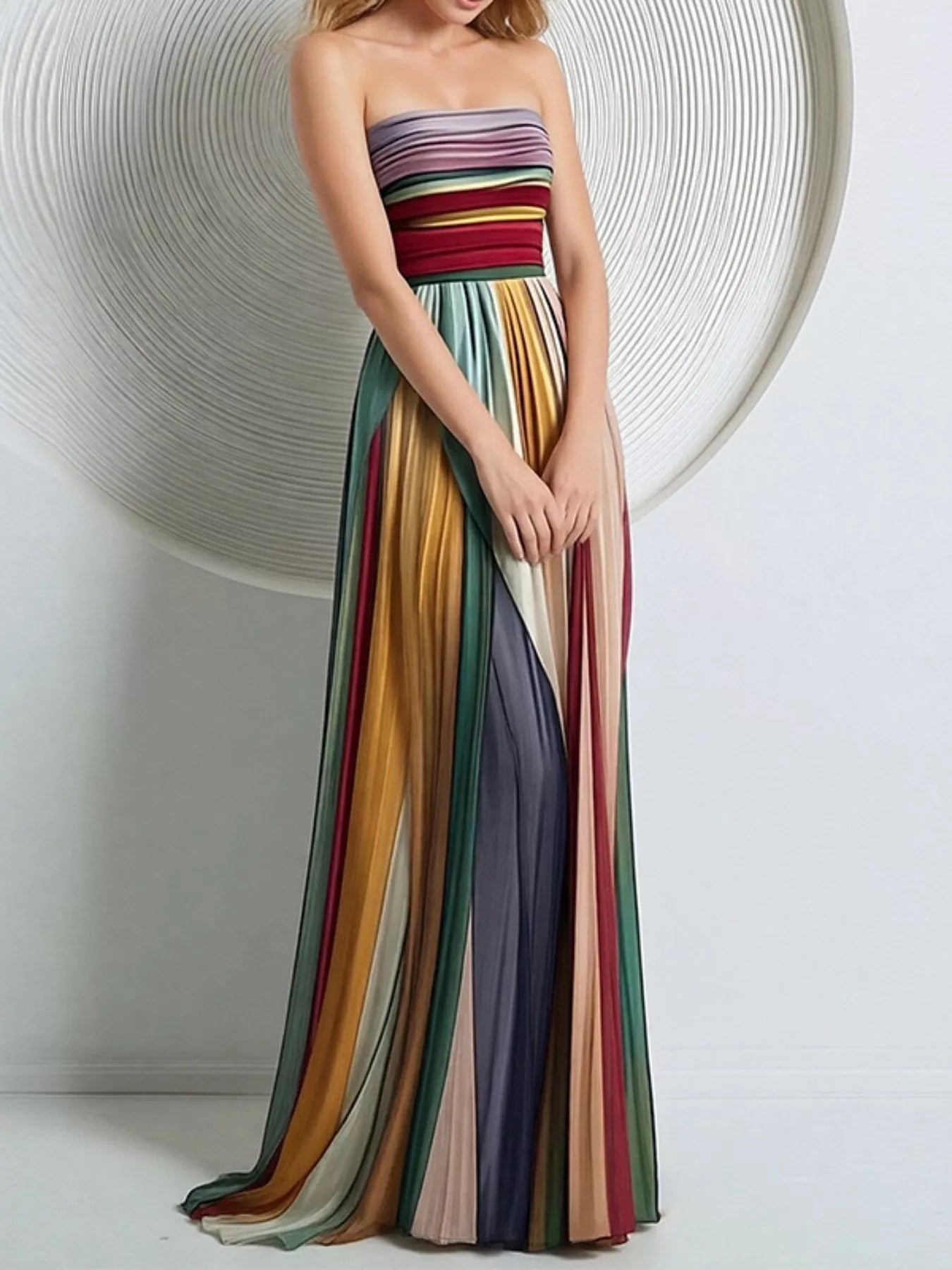 Multicolor tube maxi dress full-length view