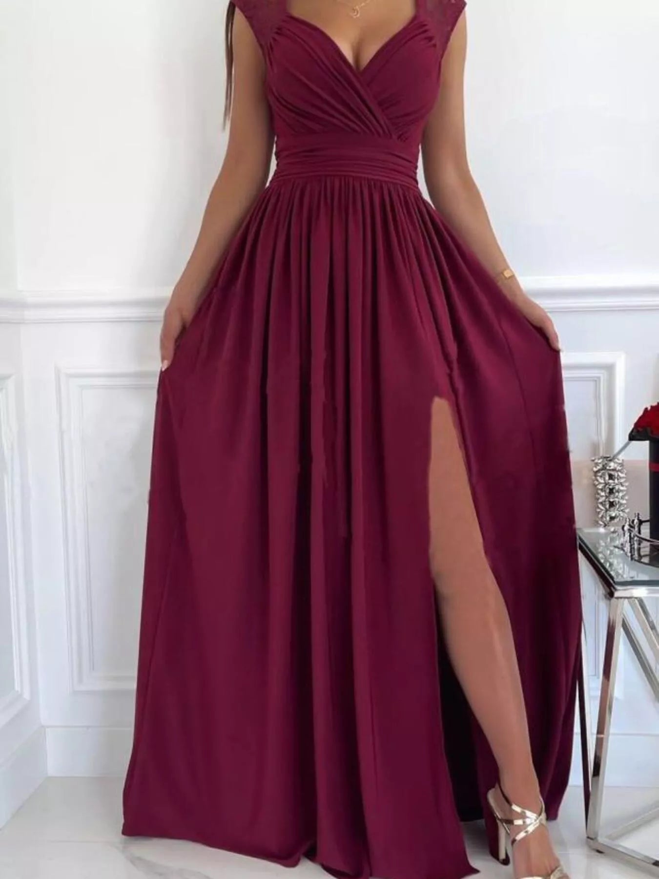 Lace detail maxi dress back view