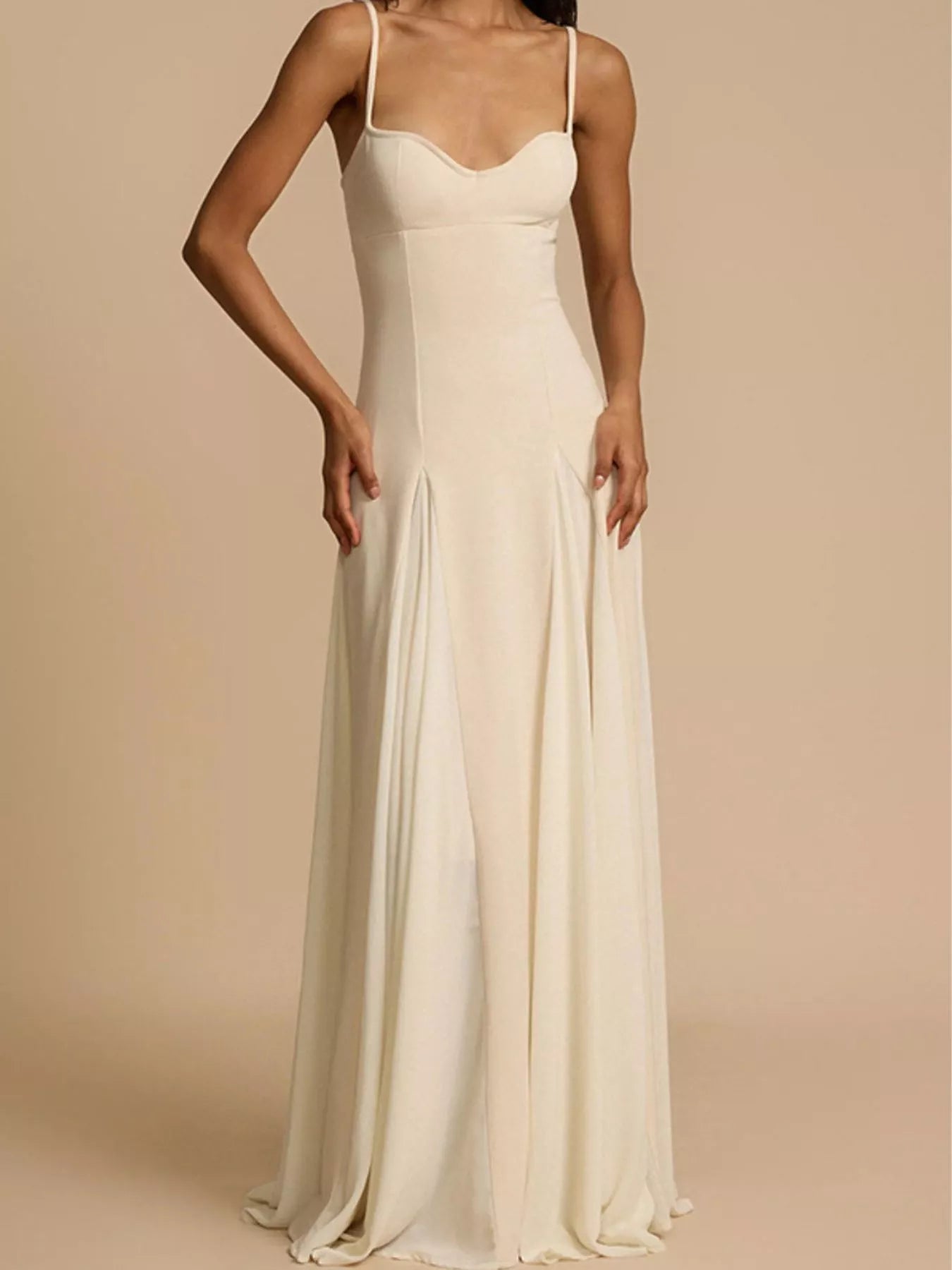 White flowy maxi dress back view