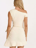 One-shoulder cocktail mini dress back view