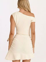 One-shoulder cocktail mini dress back view