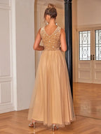 Sequin sleeveless maxi dress side view