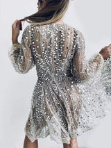Sequin party mini dress back view