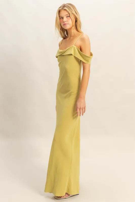 HYFVE matcha cami maxi dress ruffle detail