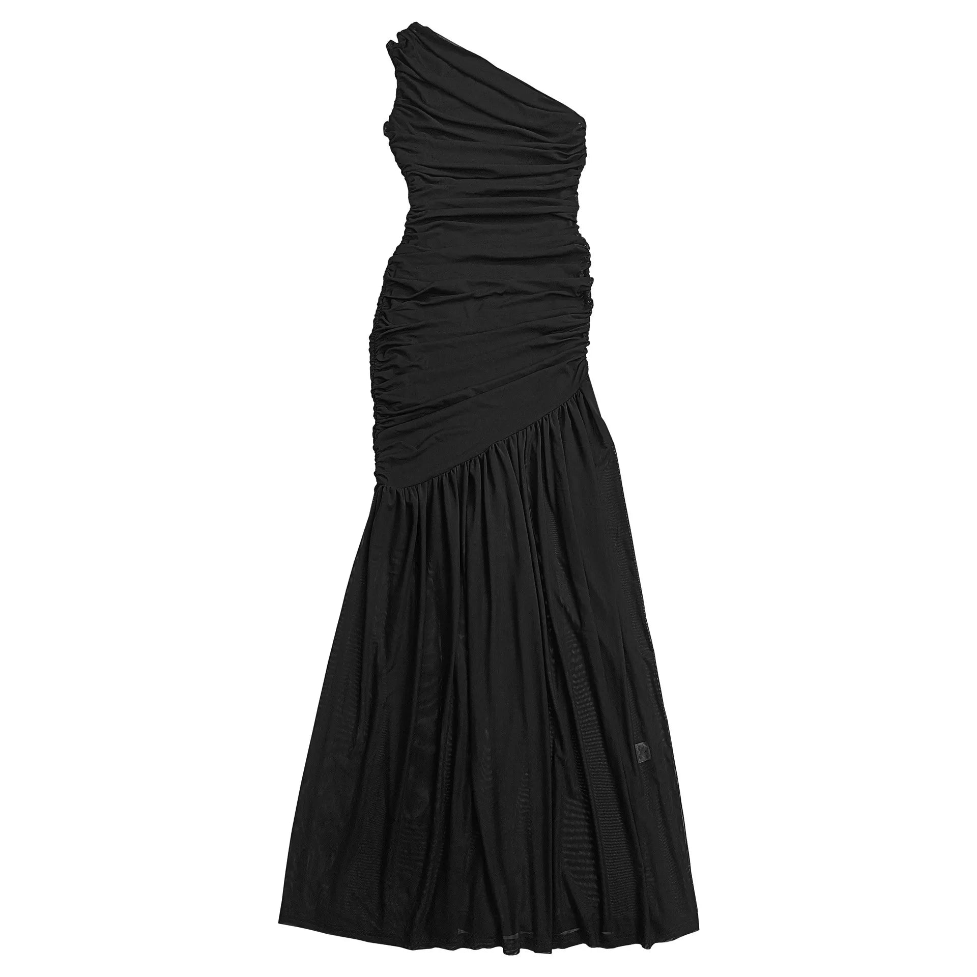 One-Shoulder Ruched Bodycon Slit Maxi Dress - product view 4