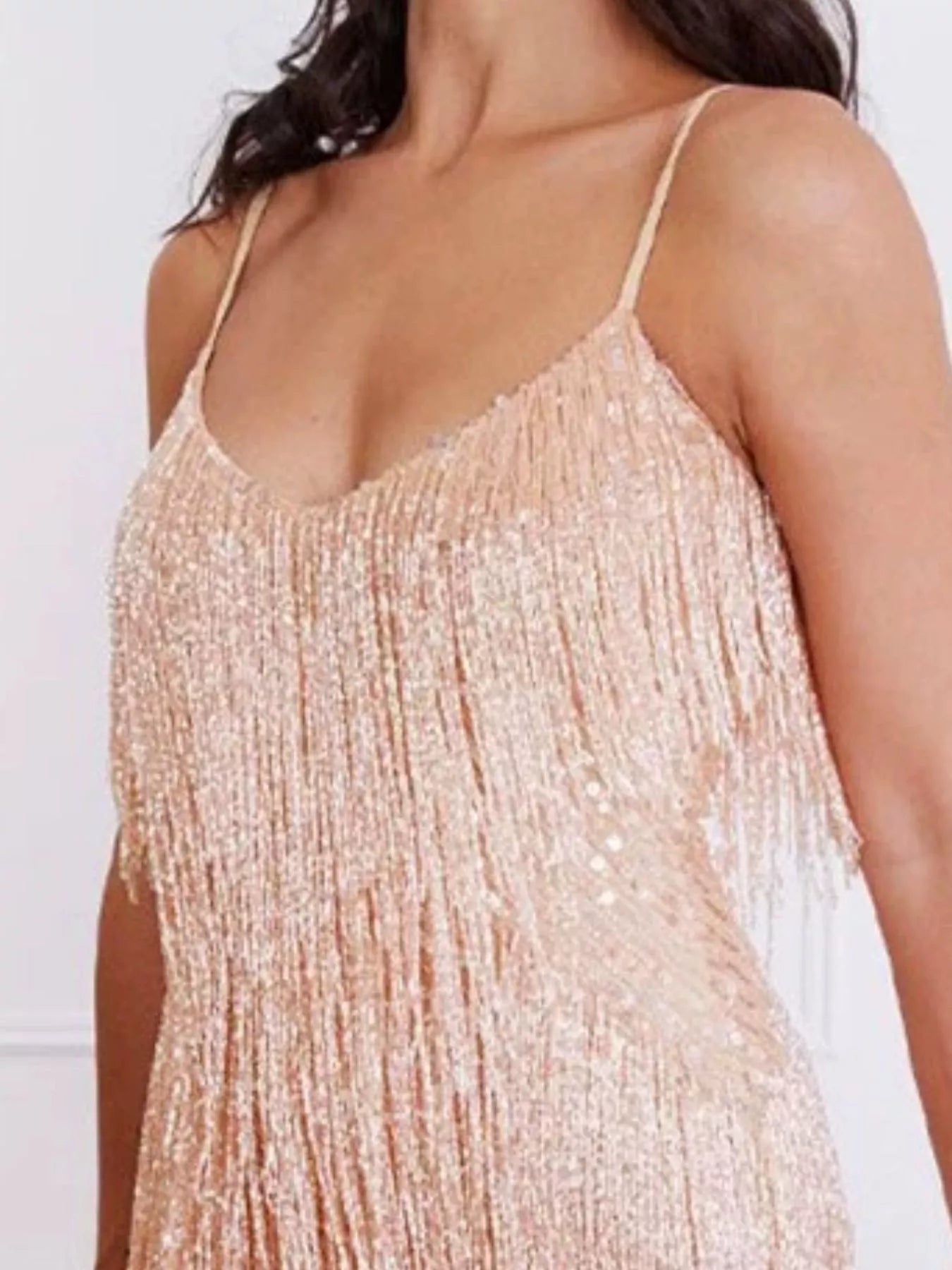 Plus-Size Sequin Feather-Fringe Mini Dress - product view 5