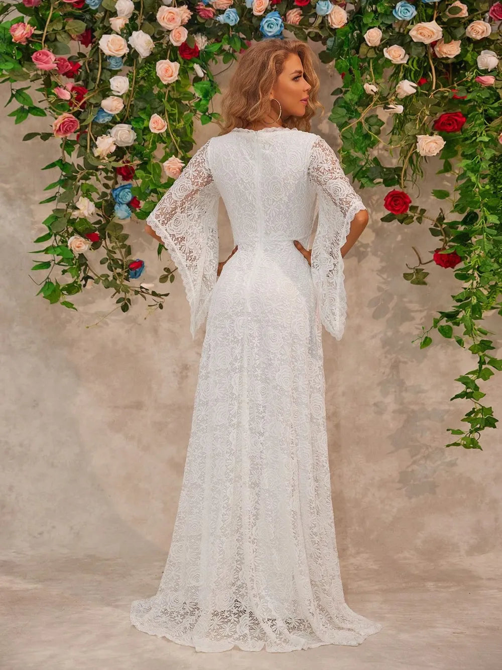 White lace maxi dress full-length view