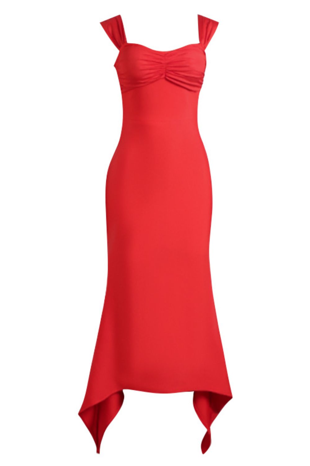 Red sleeveless midi cocktail dress back view