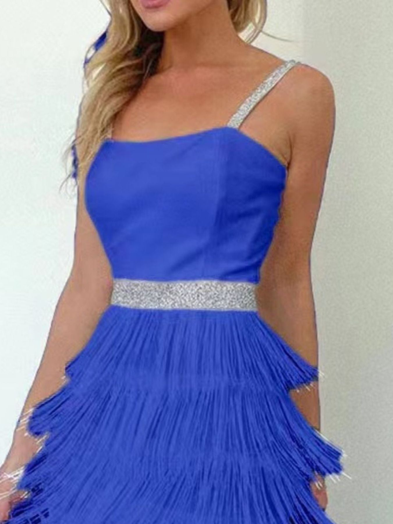 Cami strap fringe mini dress detail