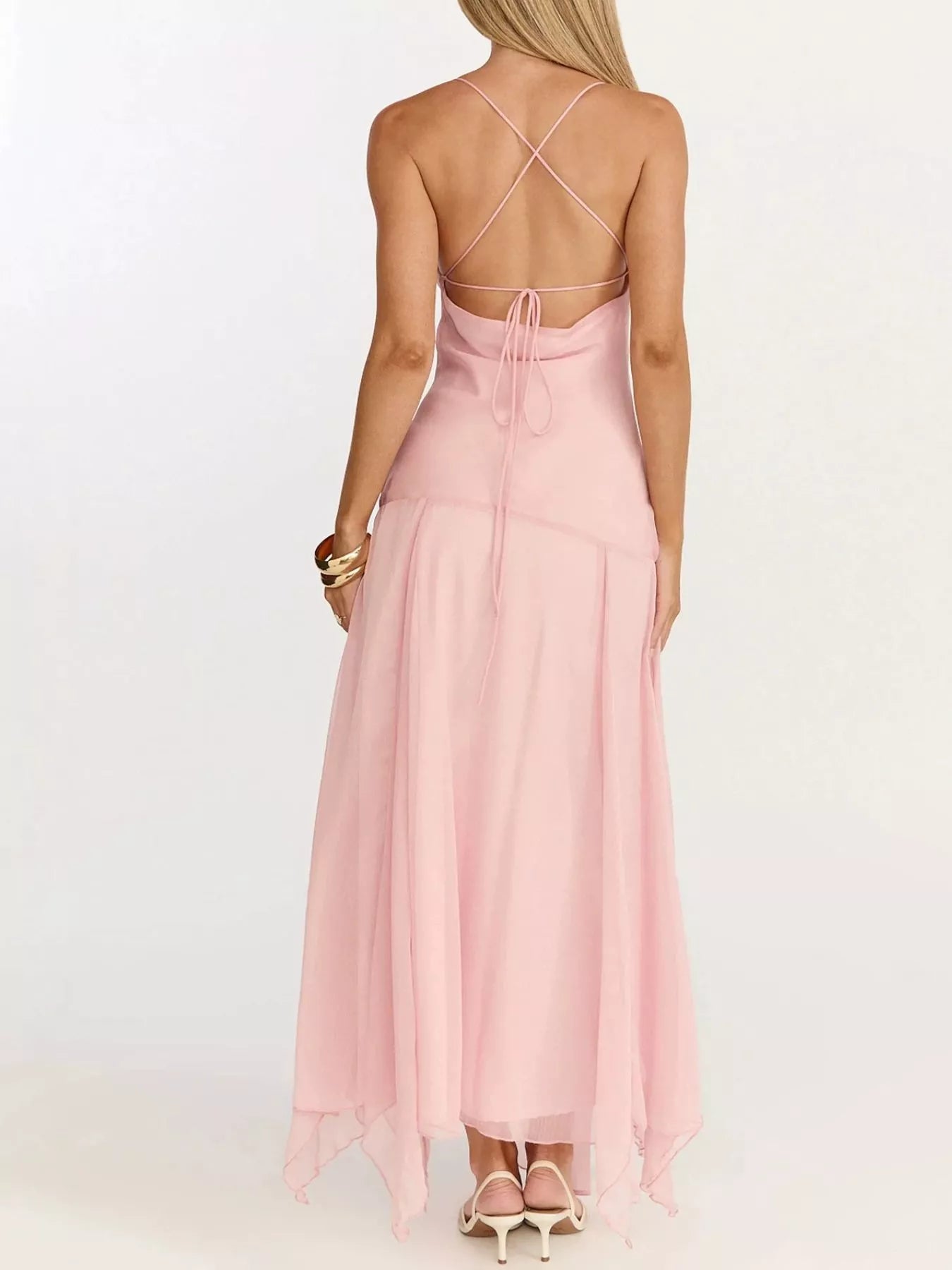 Tied slit maxi dress detail