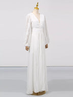 White tied V-neck maxi dress full-length view